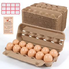 Bulk Egg Cartons - 24 Pack Paper Pulp Dozen Cartons for Fresh Chicken & Duck Eggs