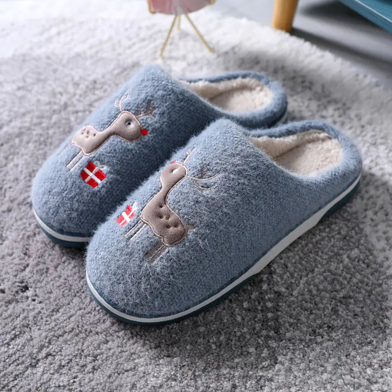 Cute Couples Non-Slip Plush Winter Slippers - Cozy Home Footwear for Two