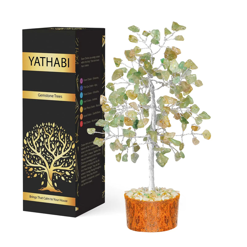 Green Jade Crystal Tree of Life - Feng Shui Bonsai Money Tree for Good Luck & Prosperity