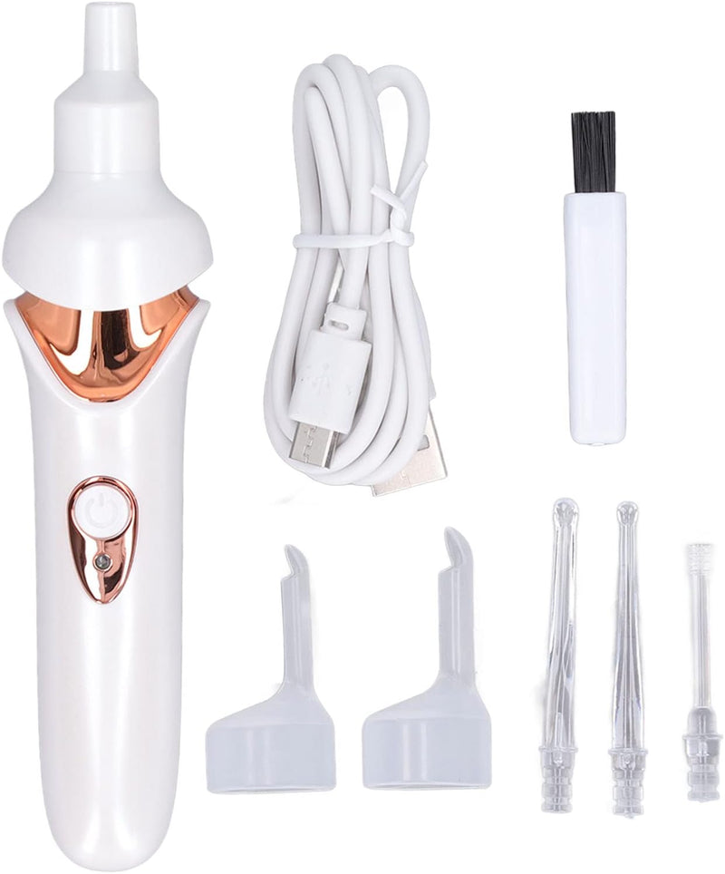 Hilitand Electric Ear Vacuum Cleaner – USB Rechargeable Ear Wax Removal Tool with LED Light, Soft Tip, and Low Noise (White)