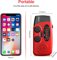 Emergency Hand Crank Radio 7400Mwh with 3 LED Flashlight, AM/FM/NOAA Portable Weather Radio with Power Bank Phone Charger, Solar Powered Rechargeable Radio for Indoor Survival Camping, SOS Alarm