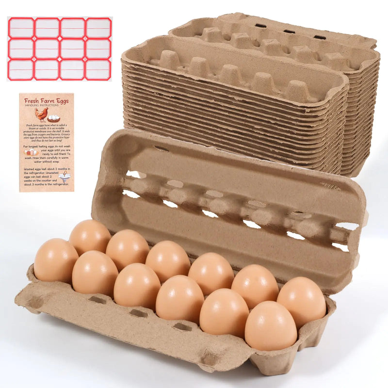 Bulk Egg Cartons - 24 Pack Paper Pulp Dozen Cartons for Fresh Chicken & Duck Eggs