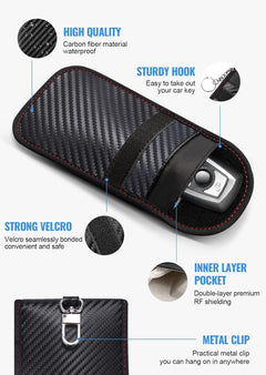 lanpard Faraday Pouch for Car Keys, Faraday Bag, Car RFID Signal Blocking Holder, Key Fob Protector, Key fob cage Block Signal Anti-Theft Fob Case (2 Pack)