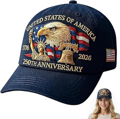 250th Anniversary USA Hat – Patriotic Baseball Cap with Bald Eagle Design, Adjustable for All Sizes