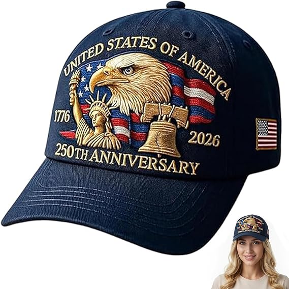 250th Anniversary USA Hat – Patriotic Baseball Cap with Bald Eagle Design, Adjustable for All Sizes