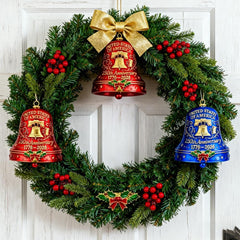 USA 250th Anniversary Bell Ornament - 3D Red & Gold Commemorative Hanging Decor, Elegant Doorbell for Patriotic Holidays, Christmas Tree, Collectors Gift, Enamel Crafted Detailing
