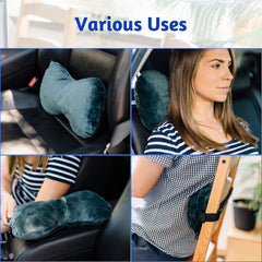 Lumbar Support Pillow, Back Pillow for Lower Back Pain Relief | Inflatable Travel Neck Pillow, Adjustable Lower Back Cushion with Washable Cover, Ergonomic Head Support for Car Seat