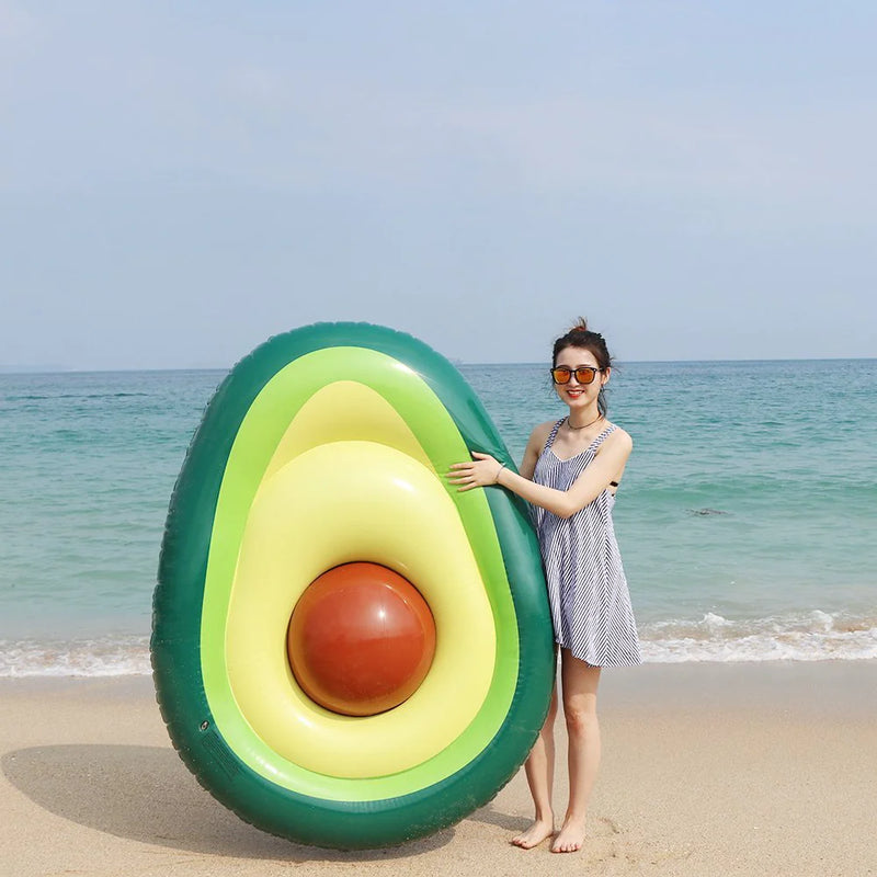 Giant Inflatable Avocado Pool Float - Premium Summer Pool Toy with Removable Pit