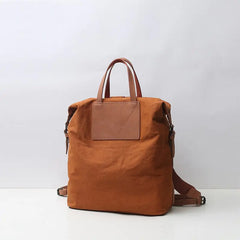 Premium Women's Canvas Leather Backpack - Stylish Travel & Work Bag