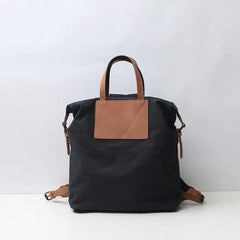 Premium Women's Canvas Leather Backpack - Stylish Travel & Work Bag