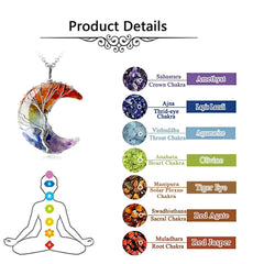 Tree of Life Moon Pendant - Geometric Alloy Necklace with Stainless Steel Chain