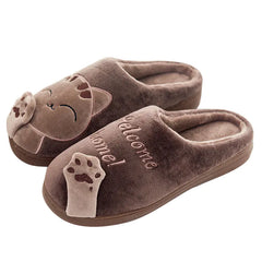 Cute Plush Cat Slippers - Cozy Winter Home Footwear for Women & Men