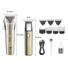 KEMEI Professional LCD Hair Clipper Set - Cordless Electric Trimmer for Men