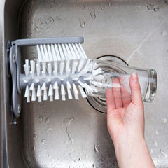 Kitchen Bottle Brush - Glass Washer Brush - Water Bottle Cleaning Brush with Suction Base
