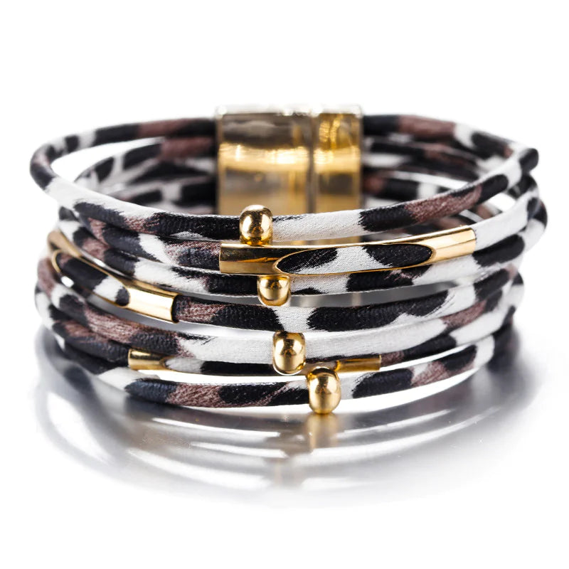 Leopard Print Leather Bracelet - Stylish Animal Print Jewelry for Women