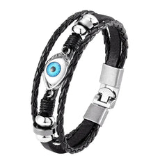Multi-Layer Evil Eye Protection Bracelet - Adjustable Blue Crystal Charm Jewelry