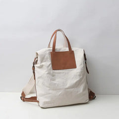 Premium Women's Canvas Leather Backpack - Stylish Travel & Work Bag