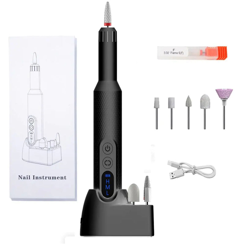 Professional Cordless Nail Drill Kit - Rechargeable Electric Nail File for Manicure & Pedicure