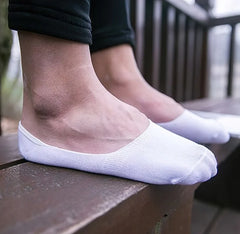 Men's Invisible No-Show Boat Socks - 5 Pack Anti-Slip Cotton Blend