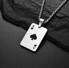 Stainless Steel Poker Card Necklace - Unique Playing Card Jewelry for Men & Women
