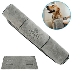 Super Absorbent Dog Bathrobe Towel - Quick Dry Microfiber Pet Bath Towel