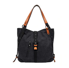 Multi-Functional Canvas Shoulder Backpack - Convertible Travel Bag