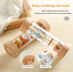 Wooden Baby Rattle - Hourglass Rain Music Sensory Toy for Infant Development