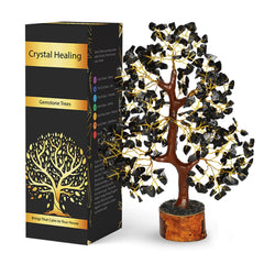 Black Tourmaline Crystal Tree - Healing Gemstone Wishing Tree for Protection & Positive Energy