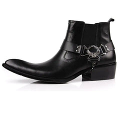 Men's Breathable Leather Short Motorcycle Boots - Premium Cowhide Riding Footwear