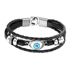 Multi-Layer Evil Eye Protection Bracelet - Adjustable Blue Crystal Charm Jewelry