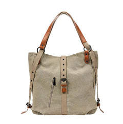 Multi-Functional Canvas Shoulder Backpack - Convertible Travel Bag