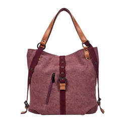 Multi-Functional Canvas Shoulder Backpack - Convertible Travel Bag