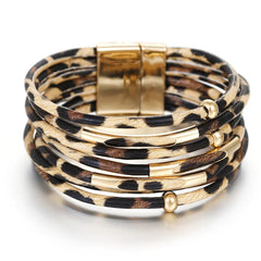Leopard Print Leather Bracelet - Stylish Animal Print Jewelry for Women