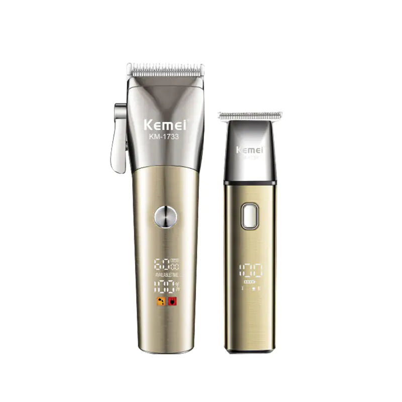 KEMEI Professional LCD Hair Clipper Set - Cordless Electric Trimmer for Men