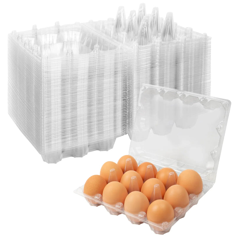 Clear Plastic Egg Cartons - 60 Pack Bulk 1 Dozen Reusable Chicken Egg Holders