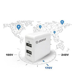 Esoulk 12W 2.4A Dual USB Travel Wall Charger With 5FT Type-C Charging Cable