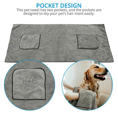 Super Absorbent Dog Bathrobe Towel - Quick Dry Microfiber Pet Bath Towel