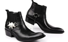 Men's Breathable Leather Short Motorcycle Boots - Premium Cowhide Riding Footwear
