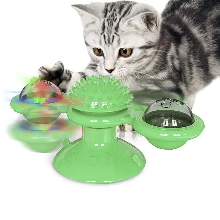Interactive Rotating Cat Windmill Toy - Spinning Pet Entertainment & Exercise