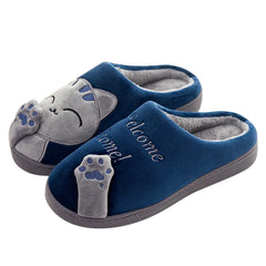 Cute Plush Cat Slippers - Cozy Winter Home Footwear for Women & Men