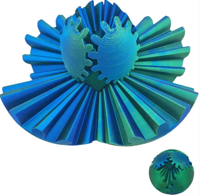 3D Printed Fidget Gear Ball - Stress Relief Rotation Toy
