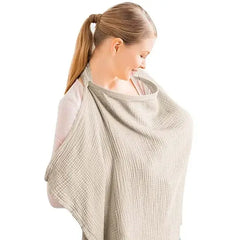 Cotton Nursing Cover & Maternity Cape - Khaki Breastfeeding Blanket for Privacy & Comfort