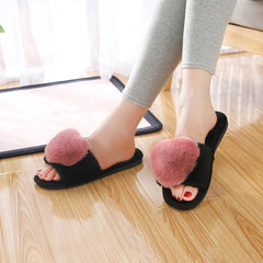 Women's Plush Cross Section Slippers for Warmth