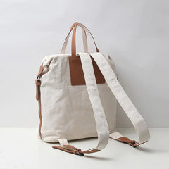 Premium Women's Canvas Leather Backpack - Stylish Travel & Work Bag