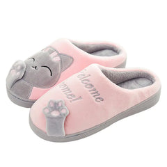 Cute Plush Cat Slippers - Cozy Winter Home Footwear for Women & Men