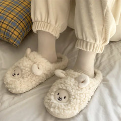 Cute Cartoon Cotton Slippers for Couples - Cozy Winter Indoor House Shoes