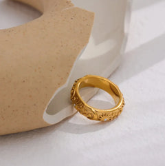 Celestial Star Moon Sun Ring - Zircon Inlaid Stainless Steel Jewelry