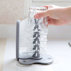 Kitchen Bottle Brush - Glass Washer Brush - Water Bottle Cleaning Brush with Suction Base