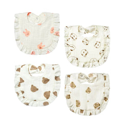 Premium Muslin Baby Drool Bibs 4-Pack - Ultra-Soft Cotton Bandana Bibs for Teething & Drooling