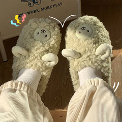 Cute Cartoon Cotton Slippers for Couples - Cozy Winter Indoor House Shoes